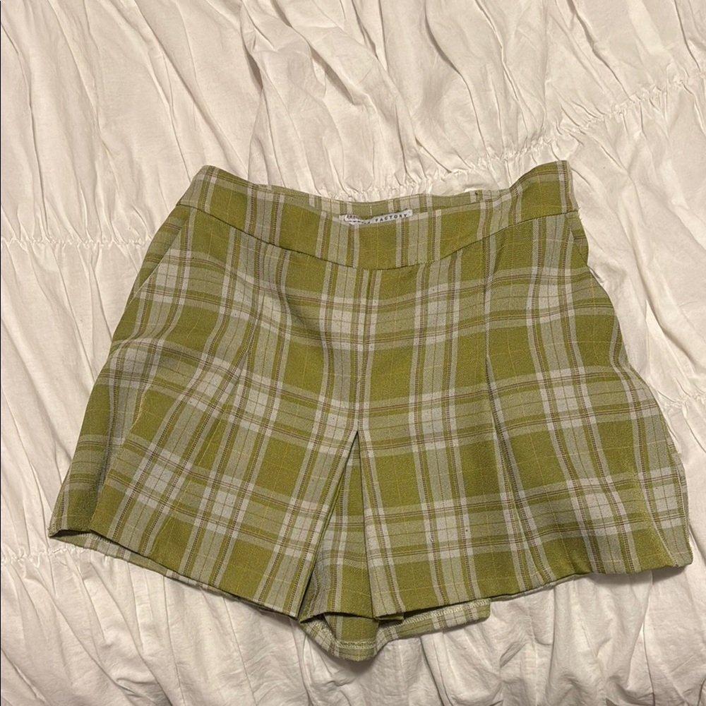 Plaid Green High-Rise Women’s Shorts